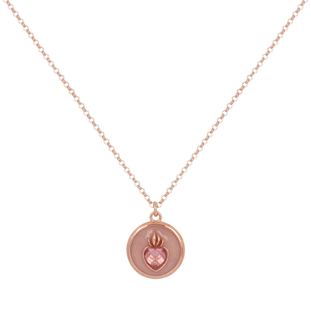 Versari Flaming Heart Rose Quartz Necklace | Boom & Mellow