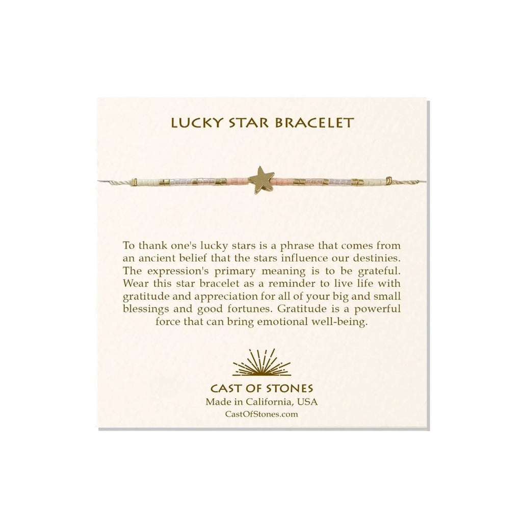 Cast of Stones Gold Lucky Star Peach Bracelet | Boom & Mellow