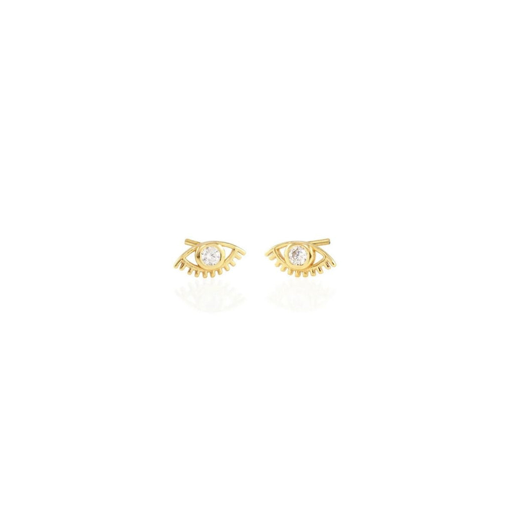 Kris Nations 18k Gold Vermeil Evil Eye Stud Earrings | Boom & Mellow