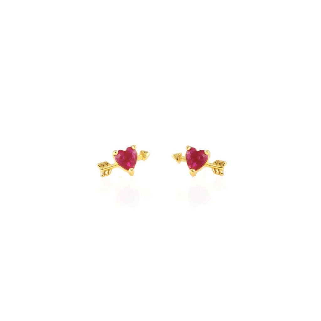 Kris Nations 18k Gold Vermeil Cupid's Heart Stud Earrings | Boom & Mellow