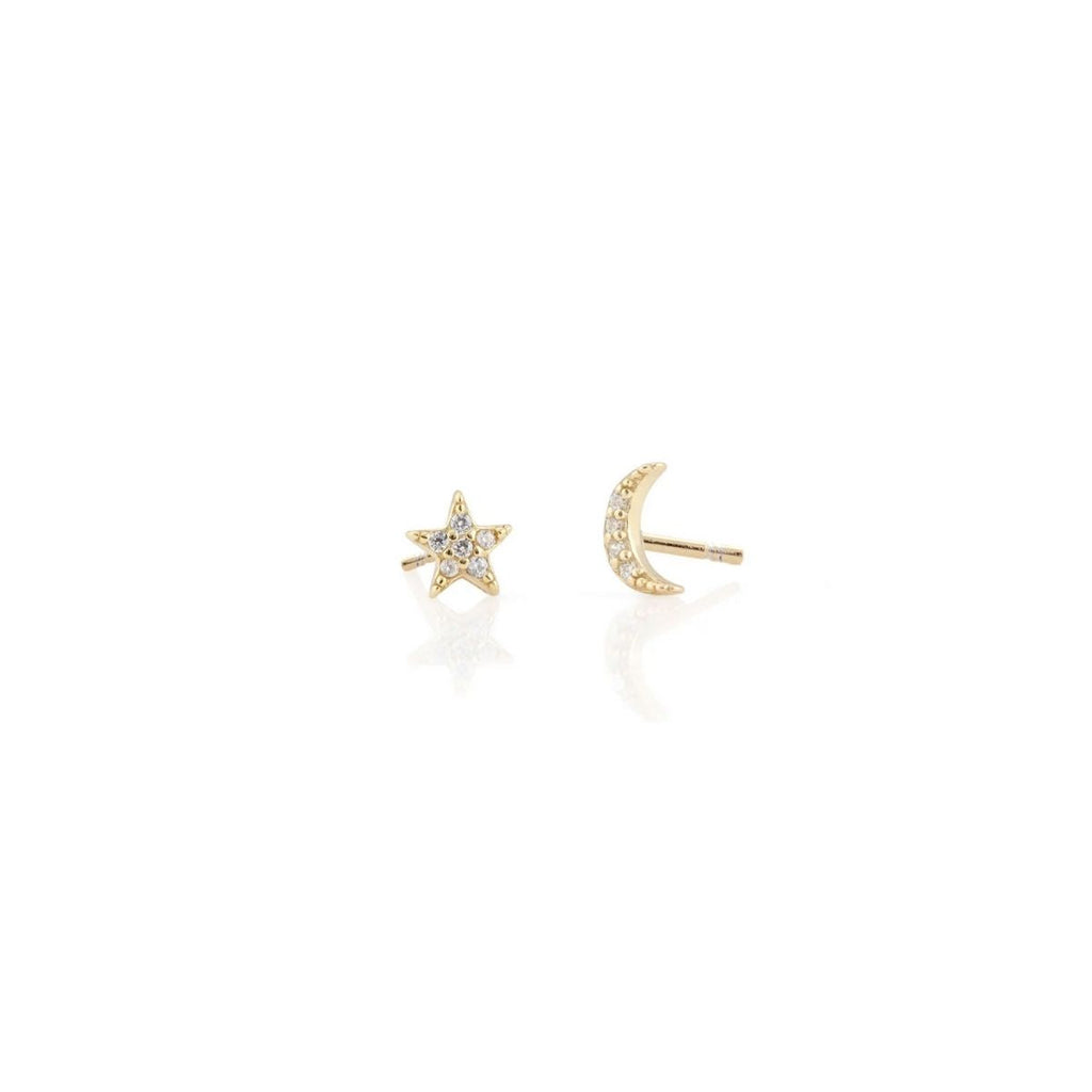 Kris Nations 18k Gold Vermeil Star and Moon Stud Earrings | Boom & Mellow
