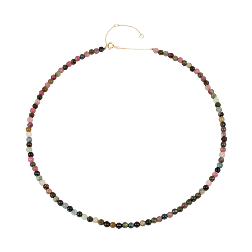You & Eye 18k Gold Multicolor Round Tourmaline Beads Choker | Boom & Mellow