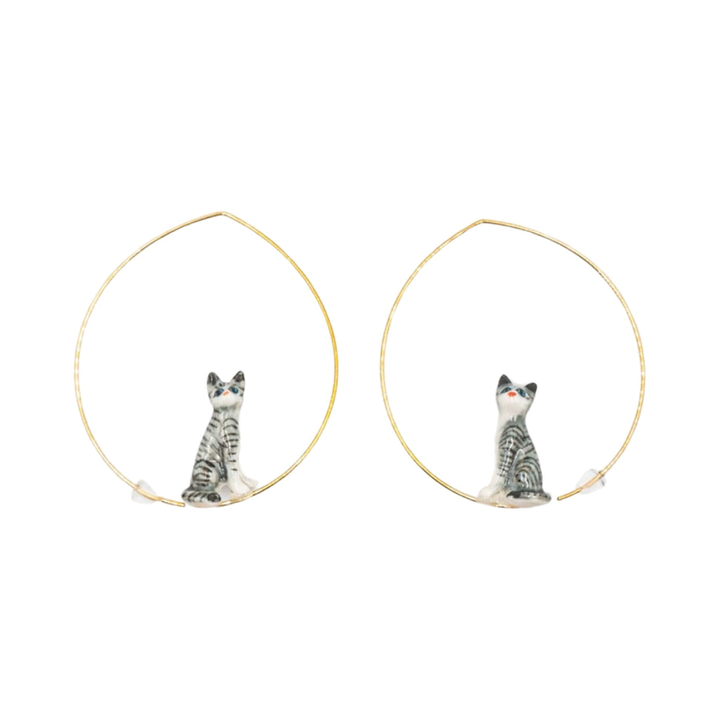 Nach Bijoux Mini Grey Cat Earrings | Boom & Mellow