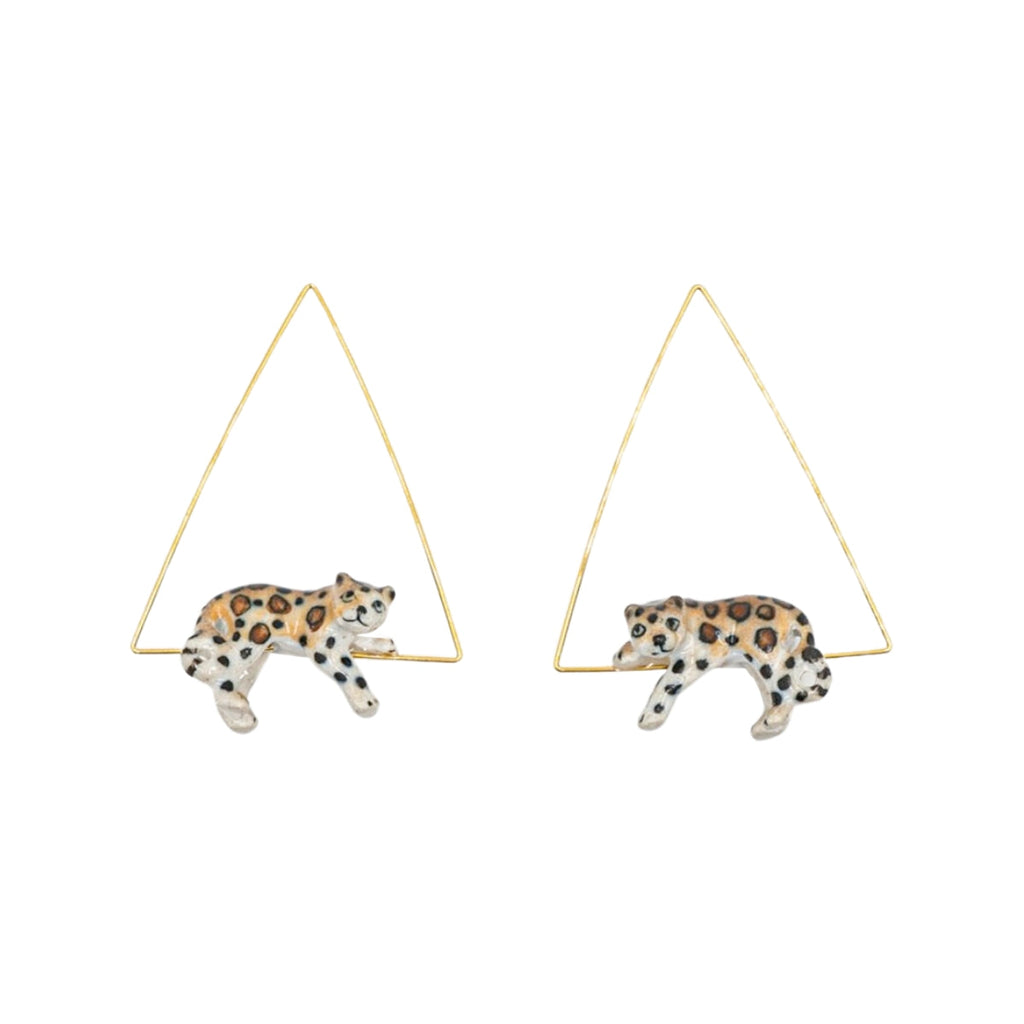 Nach Bijoux Lying Leopard Triangle Earrings | Boom & Mellow