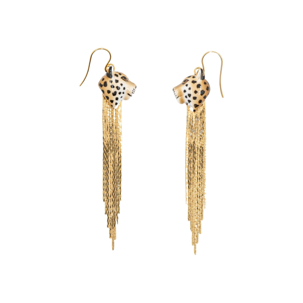 Nach Bijoux Leopard Fringes Earrings | Boom & Mellow