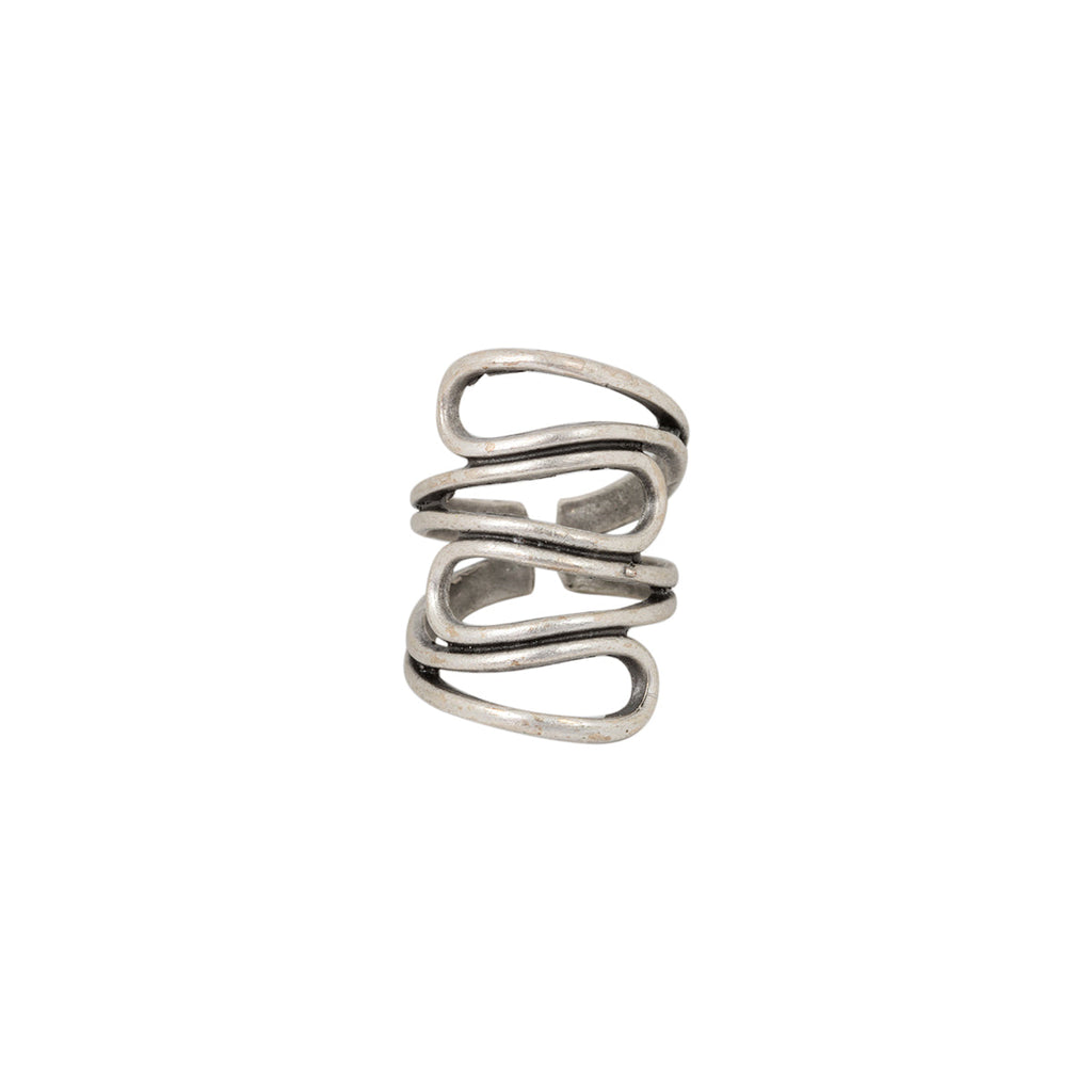 You & Eye Layered Wavy Wire Silver Tribal Ring | Boom & Mellow