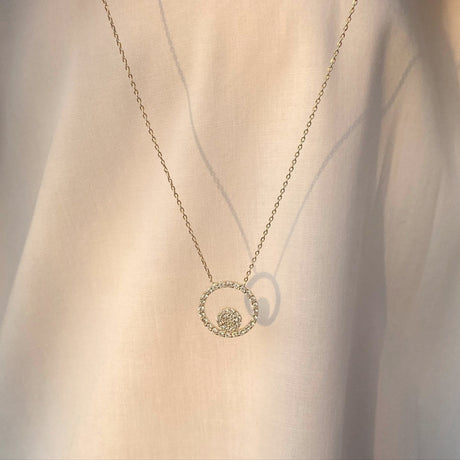 Alexa Jewelry Pave Dot in Open Circle Necklace