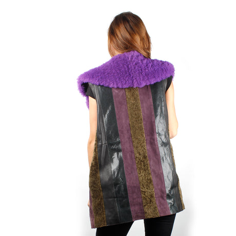 Enes Patchwork Gilet Aubergine Jacket