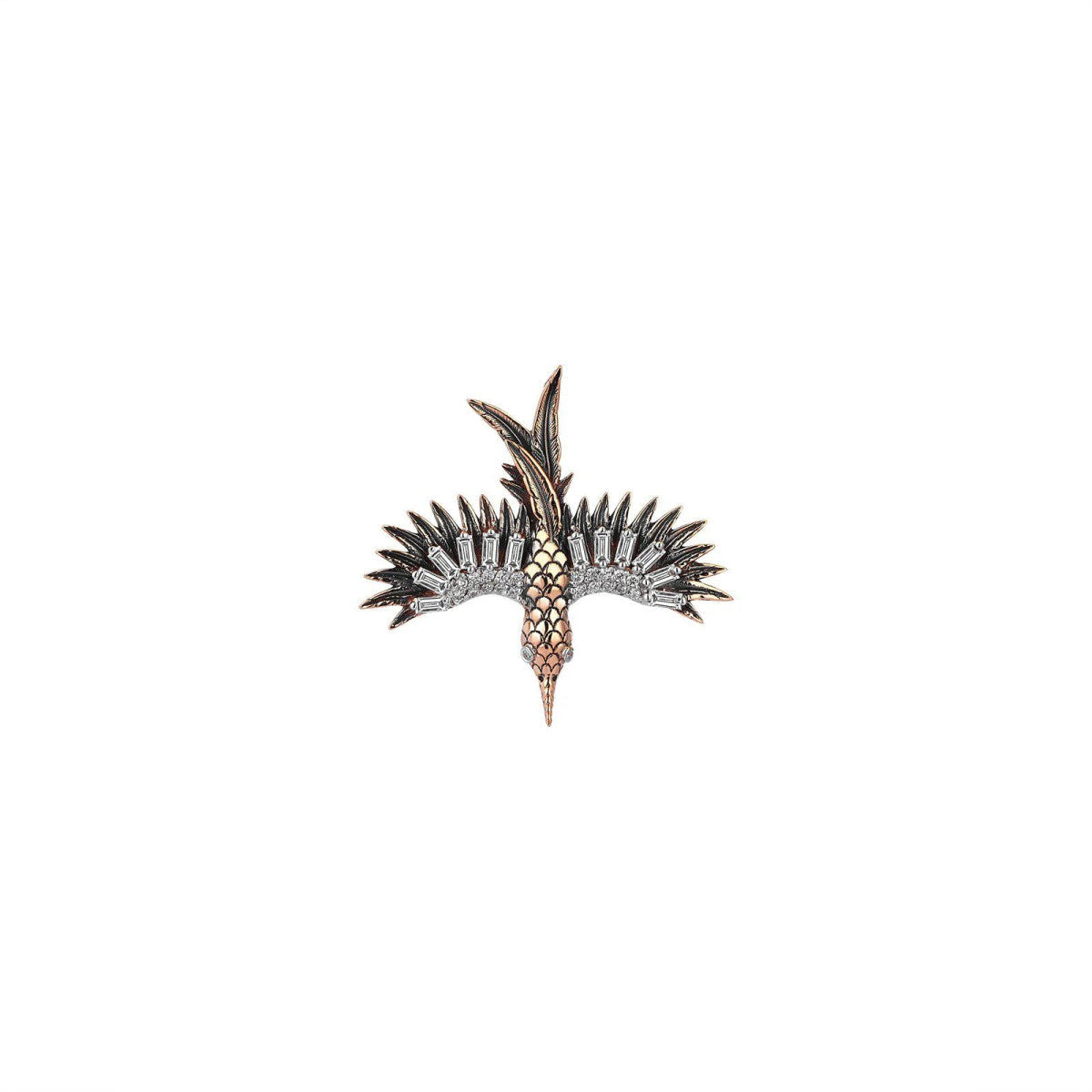 Kismet by Milka 18k Rose Gold Small Phoenix Earring with White Diamond at Boom & Mellow