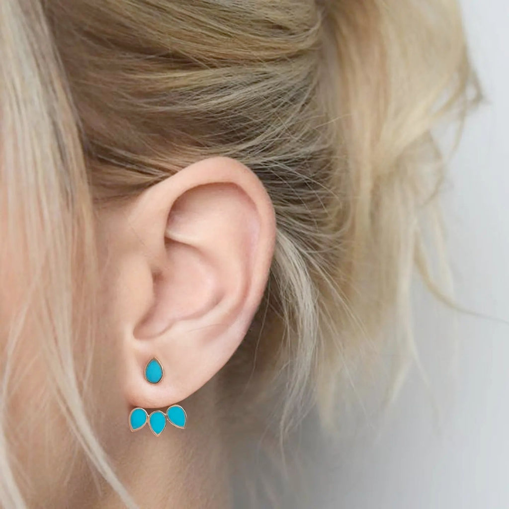 By Delcy Turquoise Pear Drop with Extension Earring | Boom & Mellow