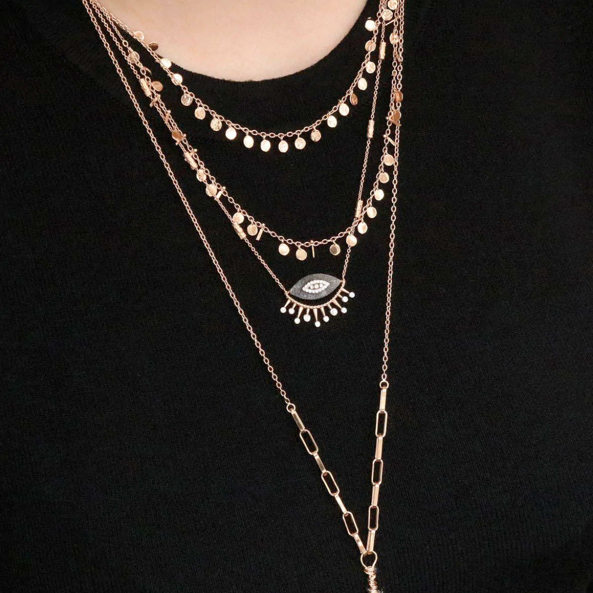 Kismet by Milka 14k Rose Gold Liberty Shaker Slim Chain Necklace